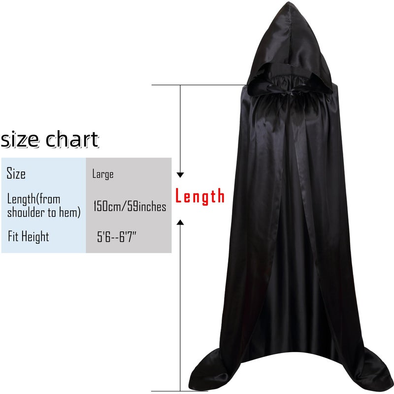VGLOOK Unisex Hooded Halloween Christmas Cloak Costumes Party Cape Black - Image 1